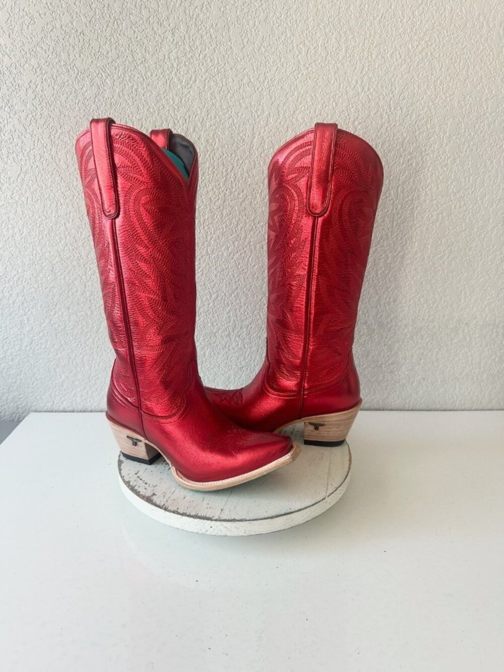 Lane SMOKESHOW Red Metallic Womens Cowboy Boots Western Cowgirl Tall Snip Toe 8